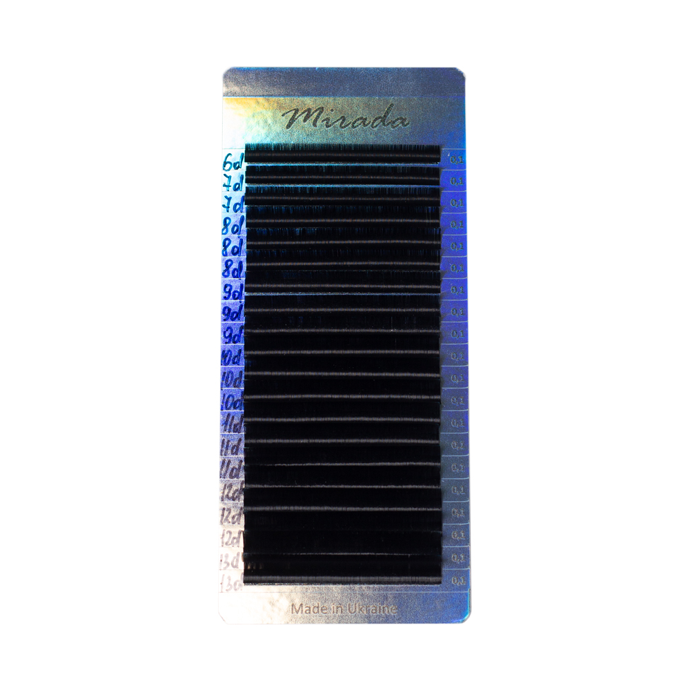 MIRADA Вії чорні, mix 20 ліній D, 0.10, (6-13)