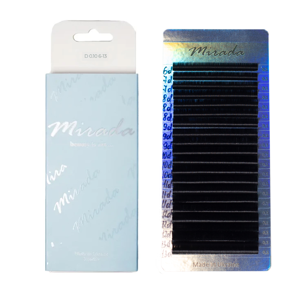 MIRADA Вії чорні, mix 20 ліній D, 0.10, (6-13)