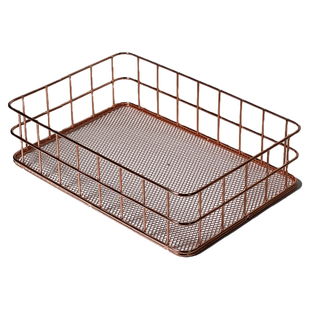 Органайзер для косметики, металлический, rose gold, 24x16,5x6,5 см