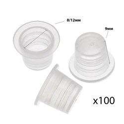 Nasadki z płaskim dnem i koralikiem, rozmiar S, 8 mm, 100 sztuk