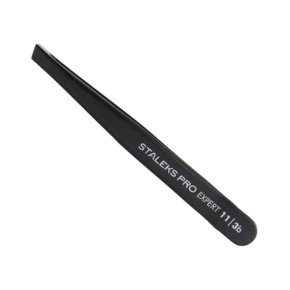 Staleks eyebrow tweezers Expert 11/3 beveled black