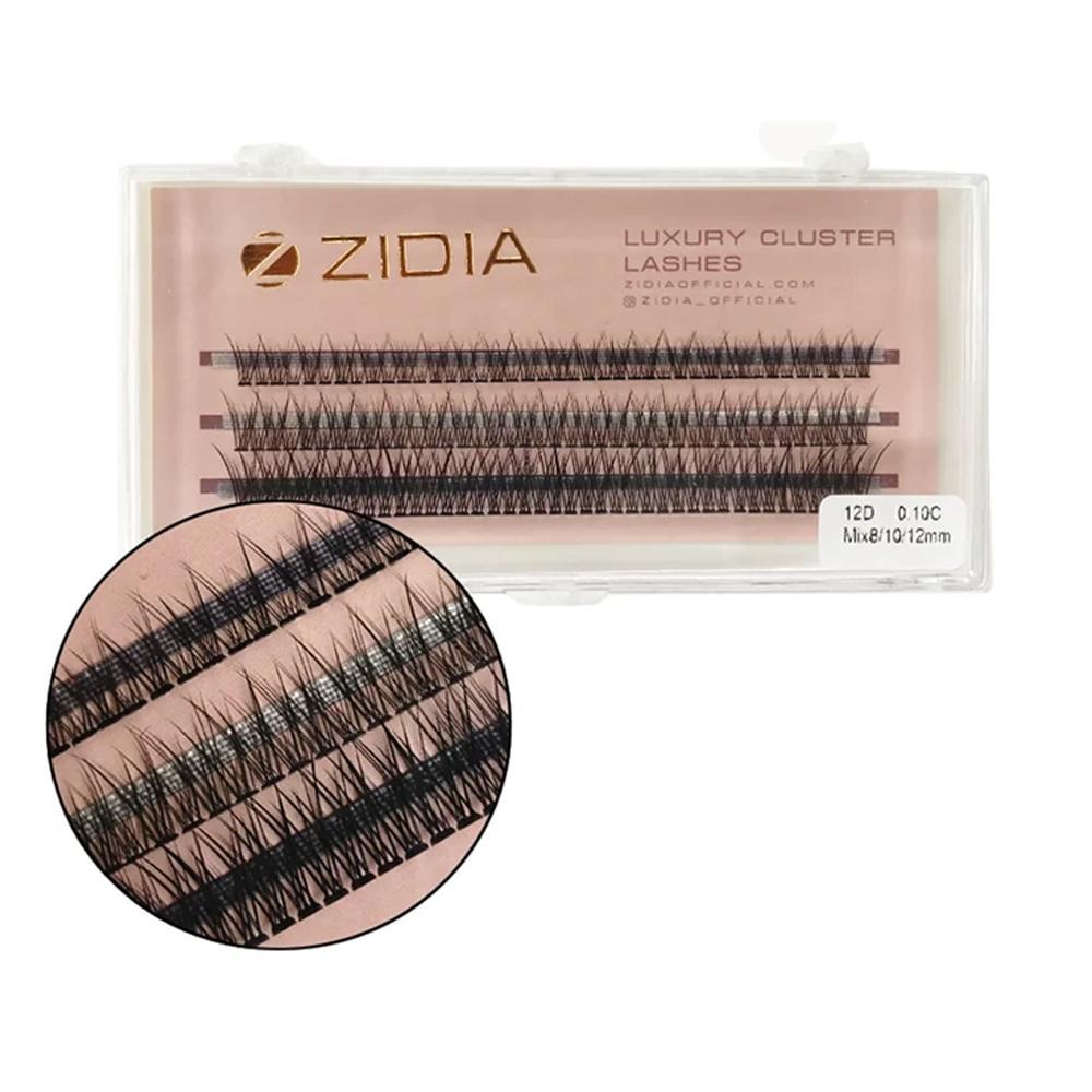 ZIDIA Ресницы пучки Fish Tail 12D изгиб С;0.10 Mix(3 ленты,8,10,12mm)
