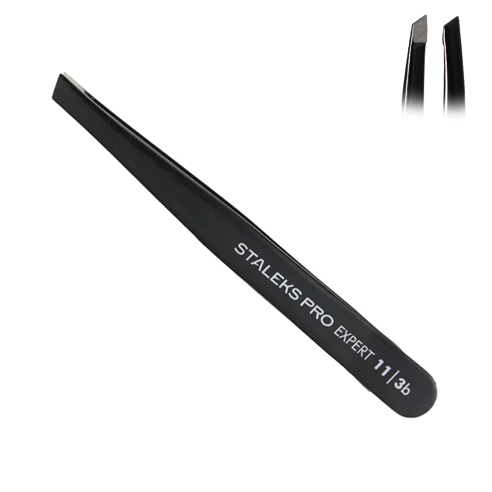 Staleks eyebrow tweezers Expert 11/3 beveled black
