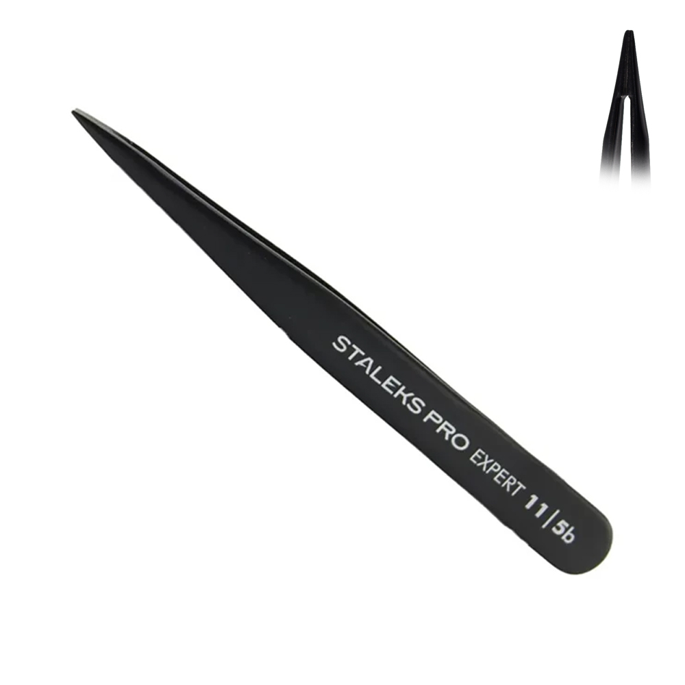 Pinzas para cejas Staleks Expert 11/5 puntas, negro