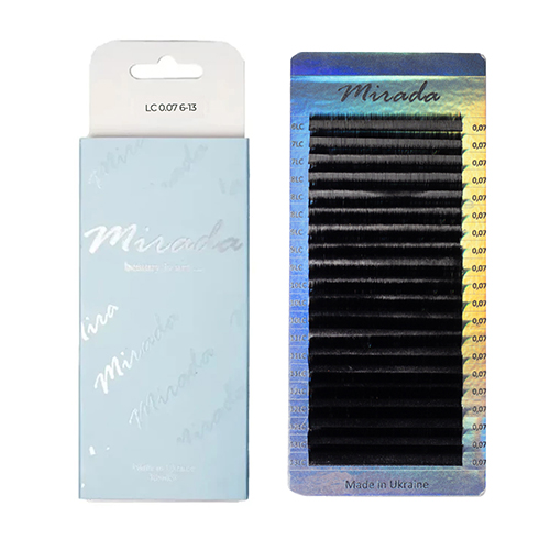 MIRADA Black eyelashes, mix 20 lines LC, 0.07, (6-13)