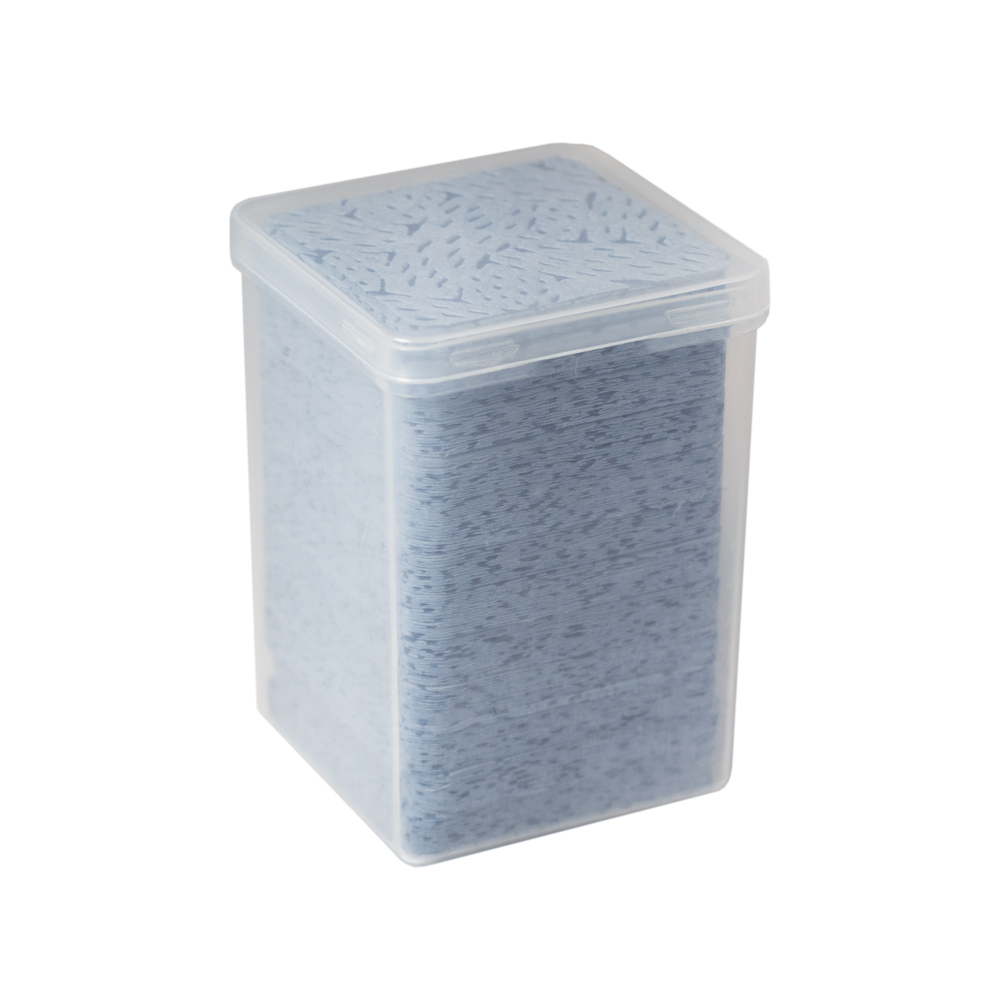 Toallitas sin pelusa perforadas, azules, en contenedor 200 uds