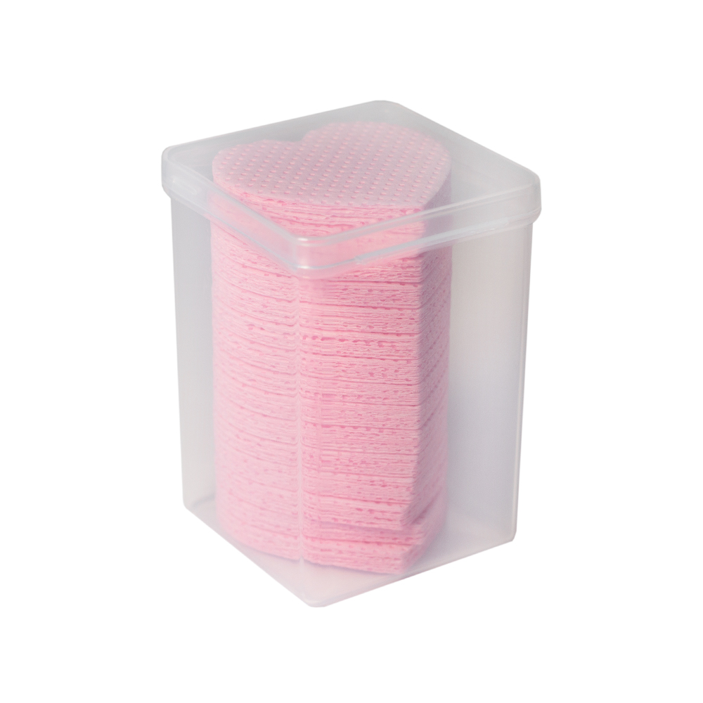 Toallitas sin pelusa perforadas en forma de corazón, rosas, en contenedor 200 uds