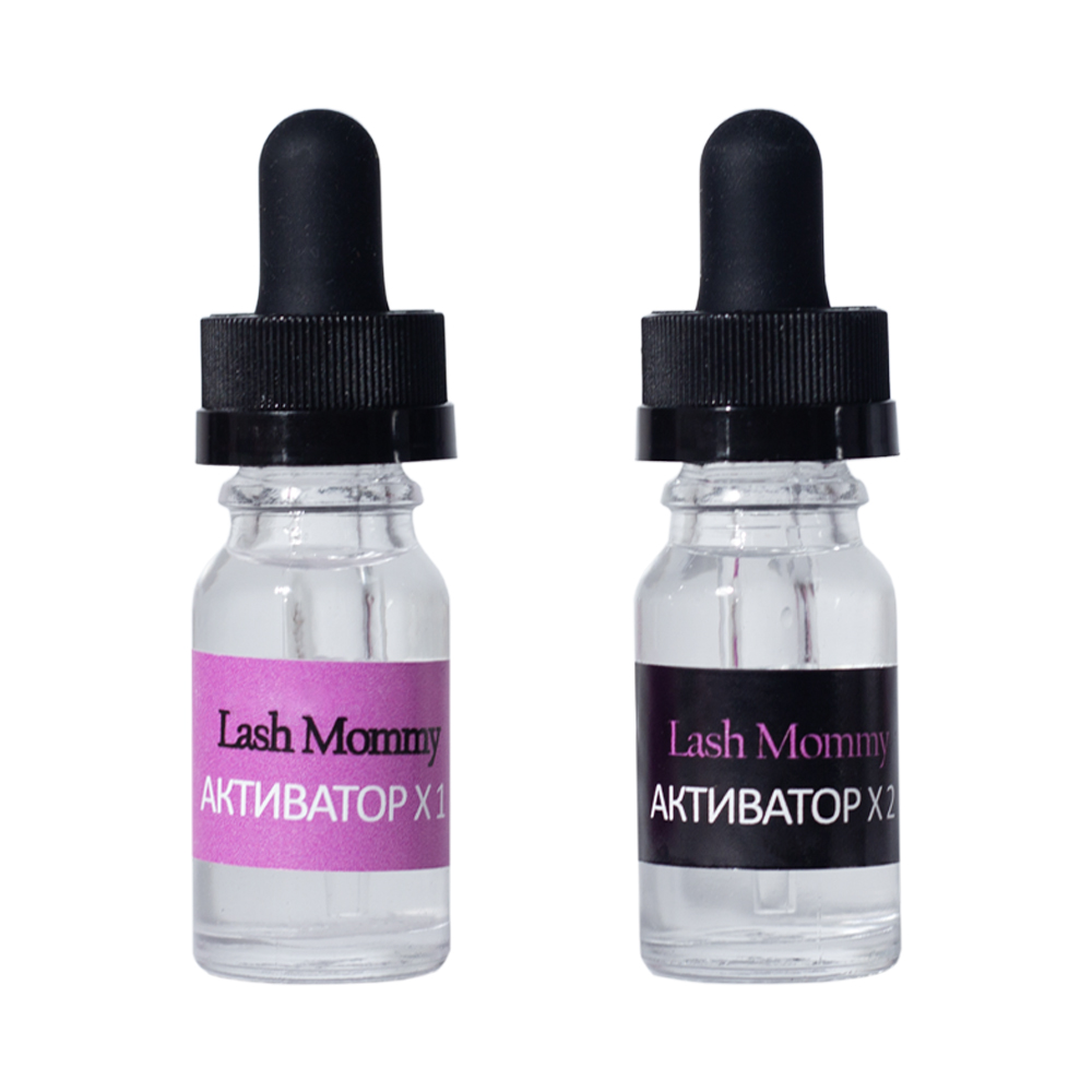 LASH MOMMY Набір активаторів для швидкісного нарощування вій x1 + x2, у скляному флаконі по 10 мл