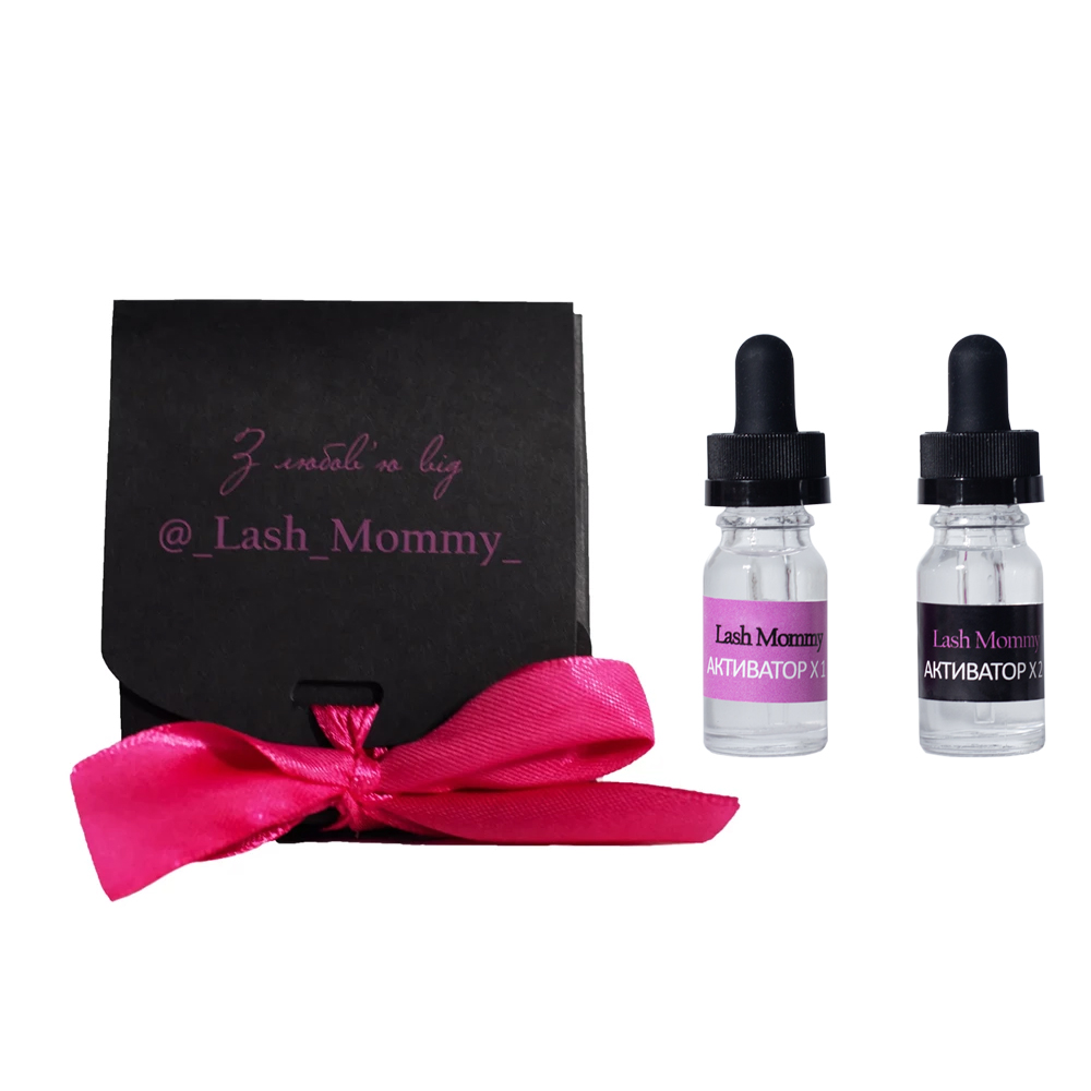 LASH MOMMY Набір активаторів для швидкісного нарощування вій x1 + x2, у скляному флаконі по 10 мл