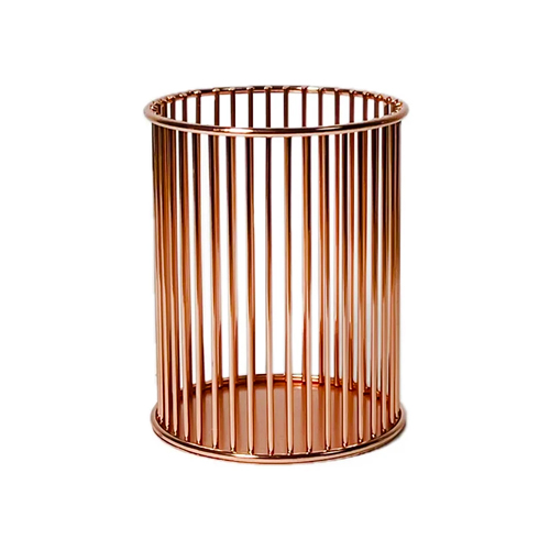 Organizador de cepillos metálico, color oro rosa