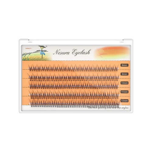 Nesura Eyelash Premium Cluster Lashes "Swallow" 12D, 0,07, curl C, mix 8-12 mm