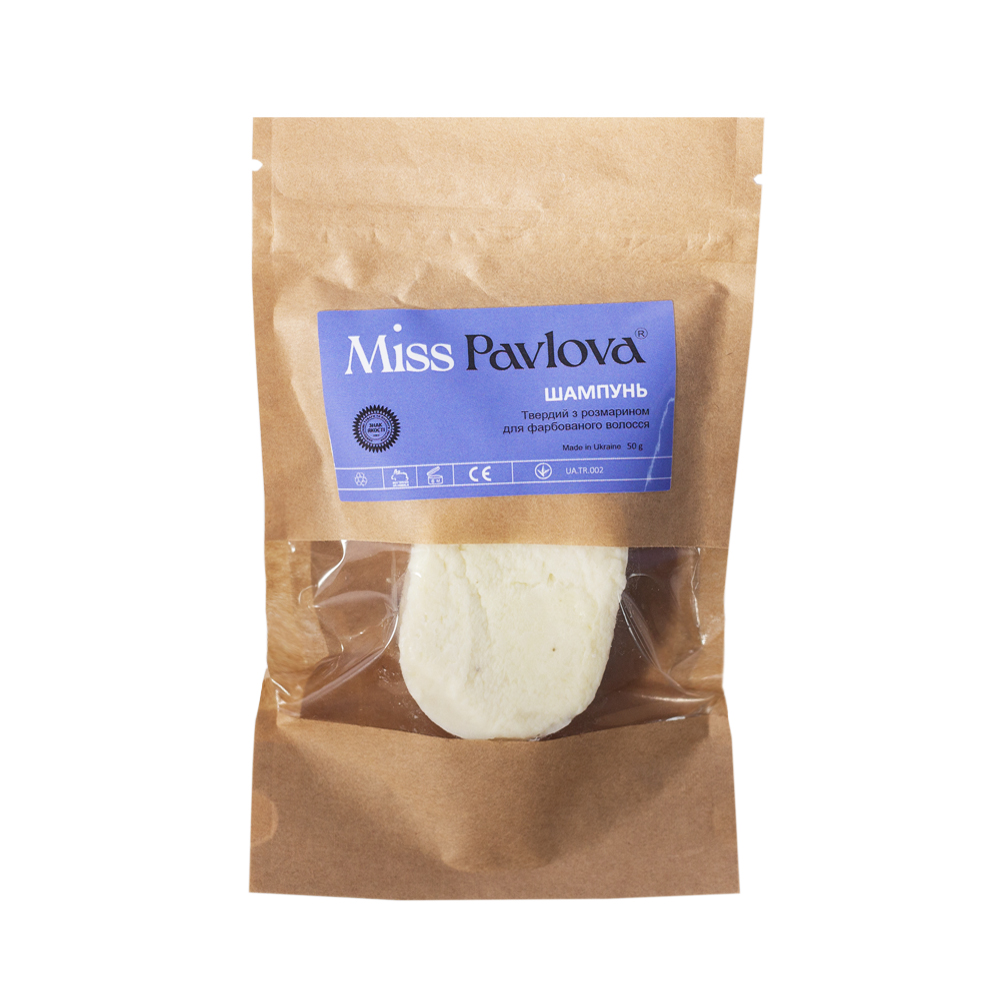MISS PAVLOVA Szampon w kostce z rozmarynem do włosów farbowanych, 50 g