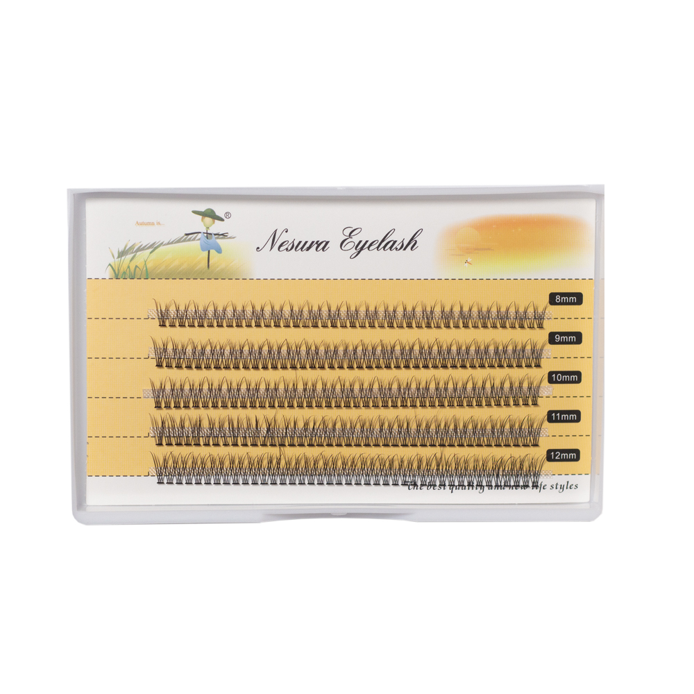 Nesura Eyelash Premium Cluster Lashes "Swallow" 12D, 0,07, curl C, mix 8-12 mm