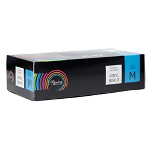 Виниловые перчатки (5,5 г), чёрные, размер M, 100 шт