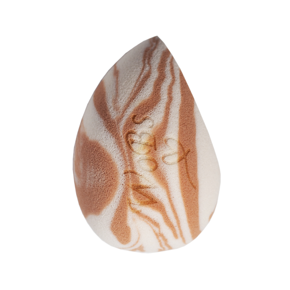 WOBS Gąbka do makijażu WS05, beżowo-biała, kropla ze ścięciem