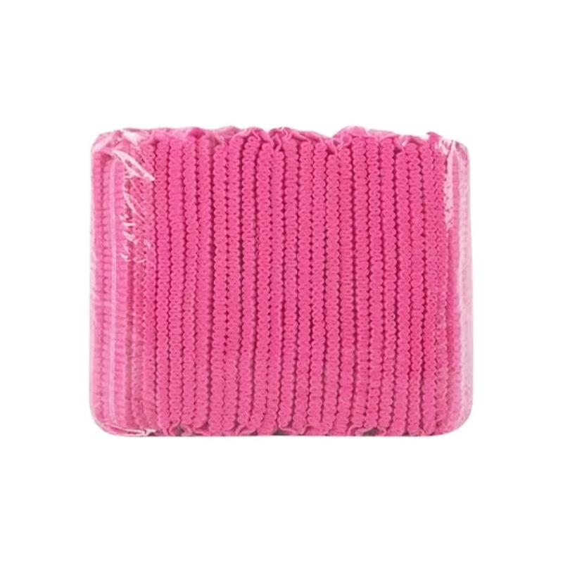 Jednorazowy czepek z podwójną gumką ze spandeksu, różowy, 100 szt