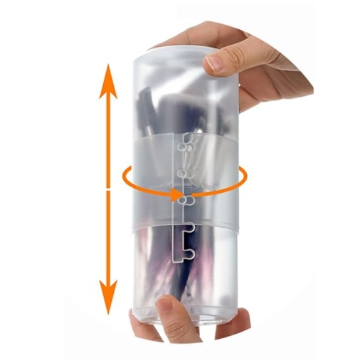 Tube for makeup brushes and pencils, adjustable, plastic