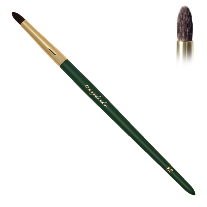 DAVYDENKO BEAUTY Пензлик №12 для нанесення та тушовки сухих тіней, ворс білки