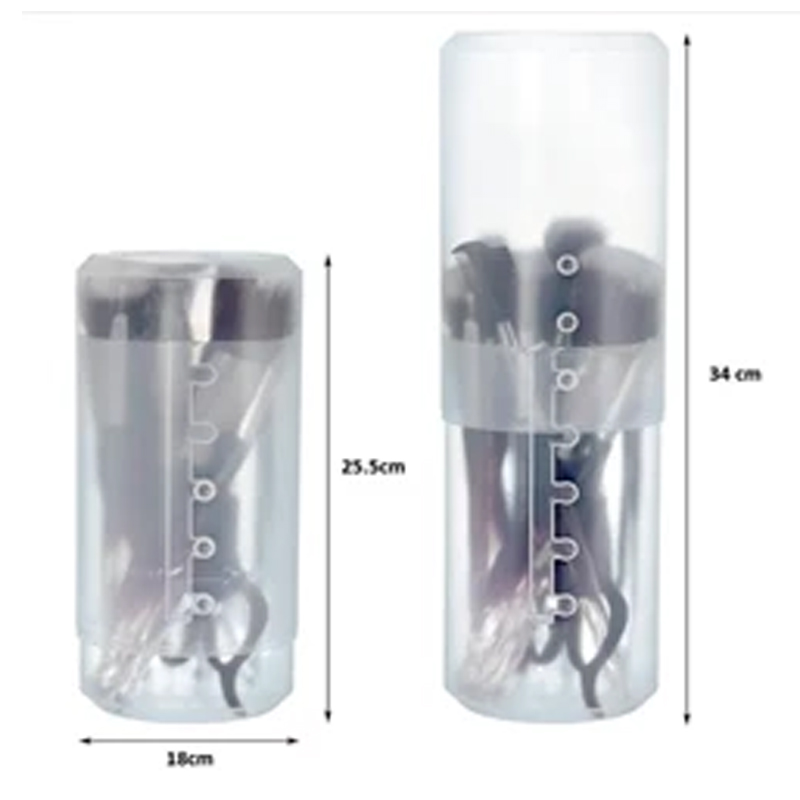 Tube for makeup brushes and pencils, adjustable, plastic