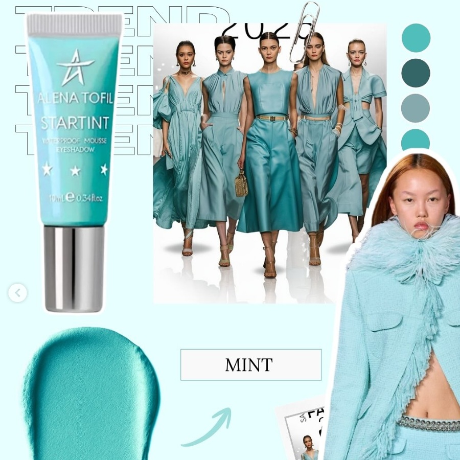 ALENA TOFIL STARTINT ART COLLECTION Матові, водостійкі, кремово-пудрові тіні-тінт у тубі MINT 10 мл