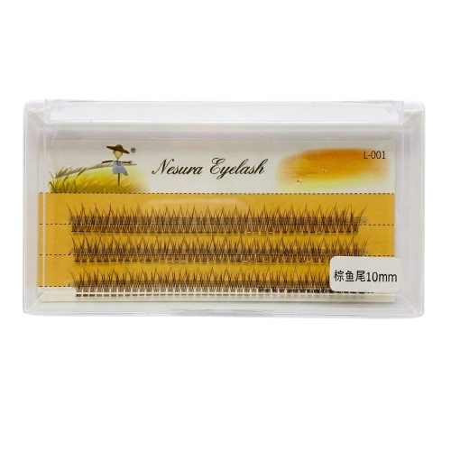 Brown Cluster Lashes Fish Tail 12D 0.07 C 10 mm