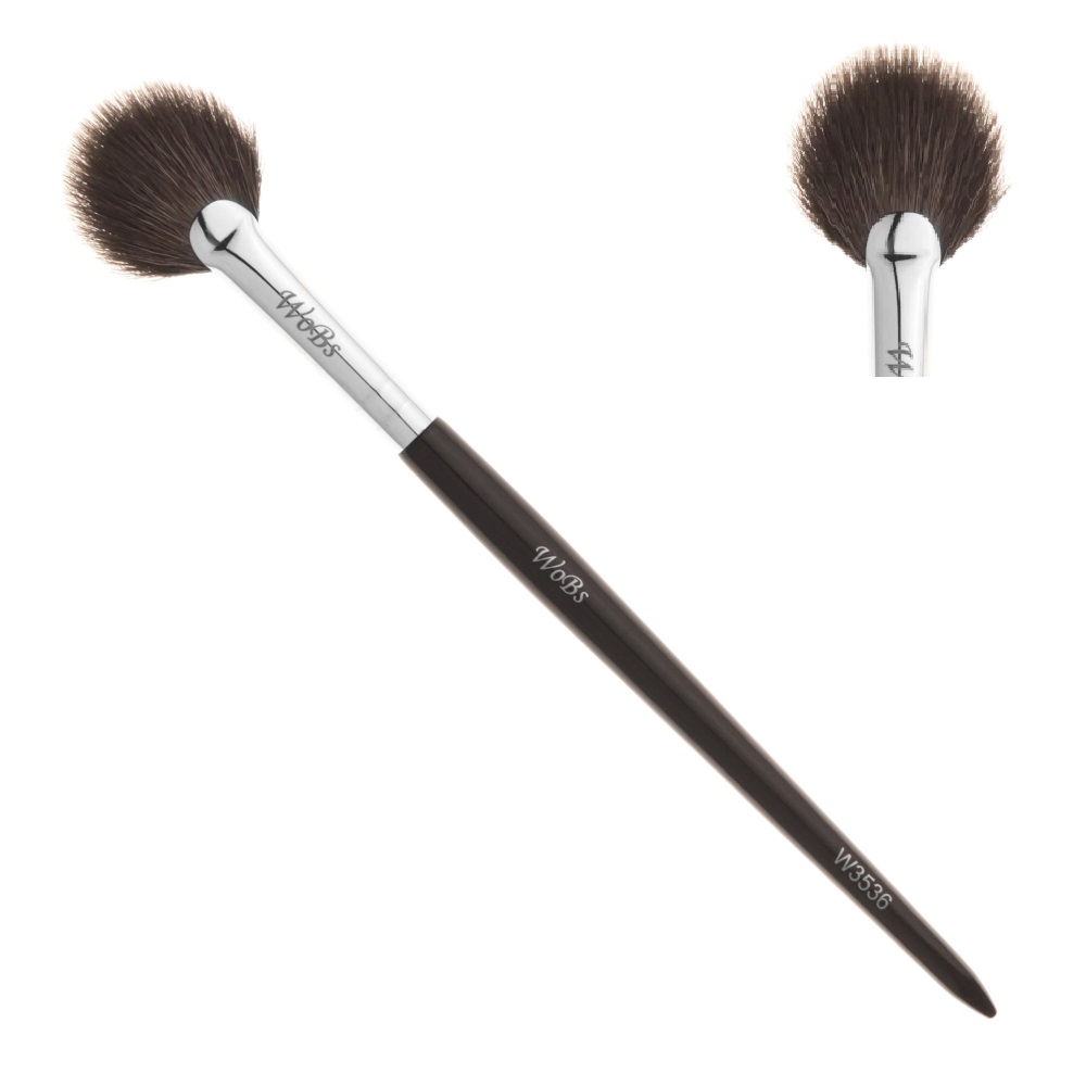WOBS Pincel W3536 para sombras e iluminador, abanico, pelo de cabra