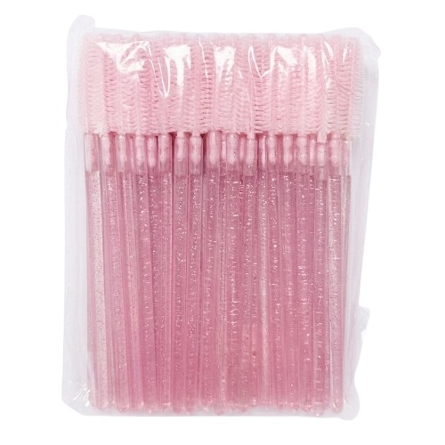 Cepillos de silicona rosa claro con brillo rosa 50 unidades