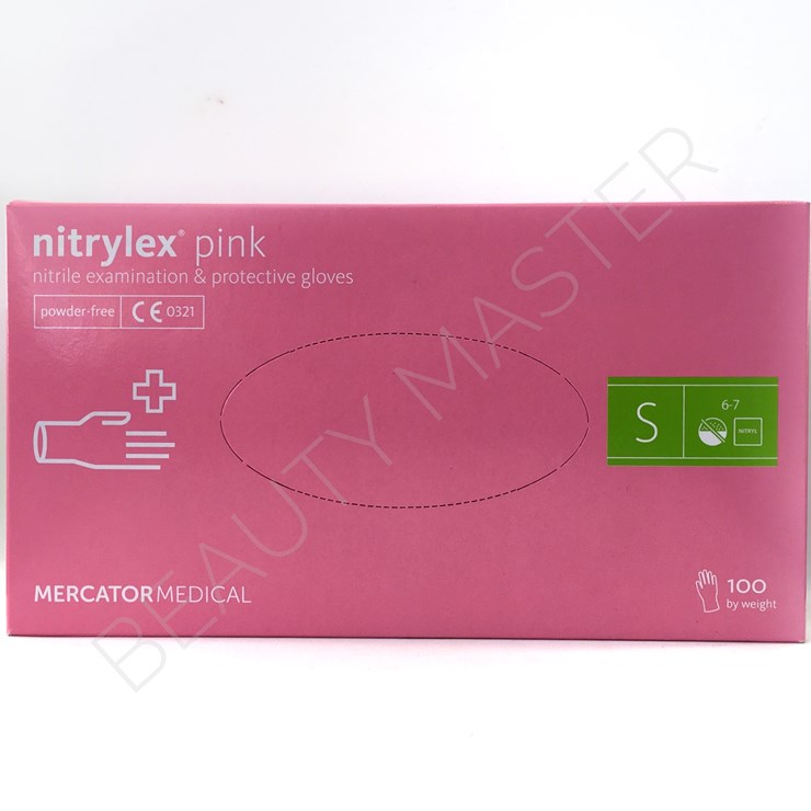 Nitrylex Перчатки PINK нитриловые, розовые, р.S, пачка 100шт