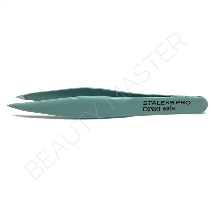 Staleks eyebrow tweezers Expert 63/5 (point mini), mint