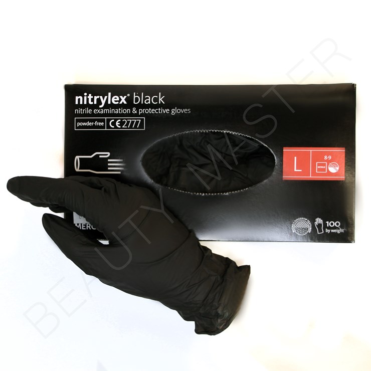 Nitrylex Black nitrile gloves, black, size L, pair
