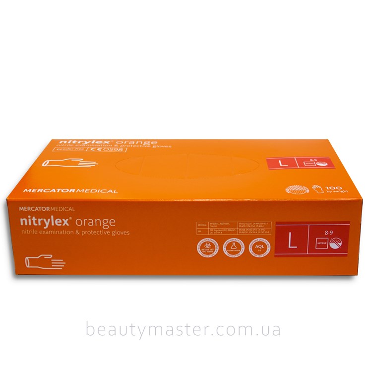 Nitrylex Gloves Orange nitrile, orange, size L, pack 100pcs