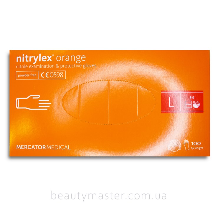 Nitrylex Рукавички Orange нітрилові, оранжеві, р.L, пачка 100шт