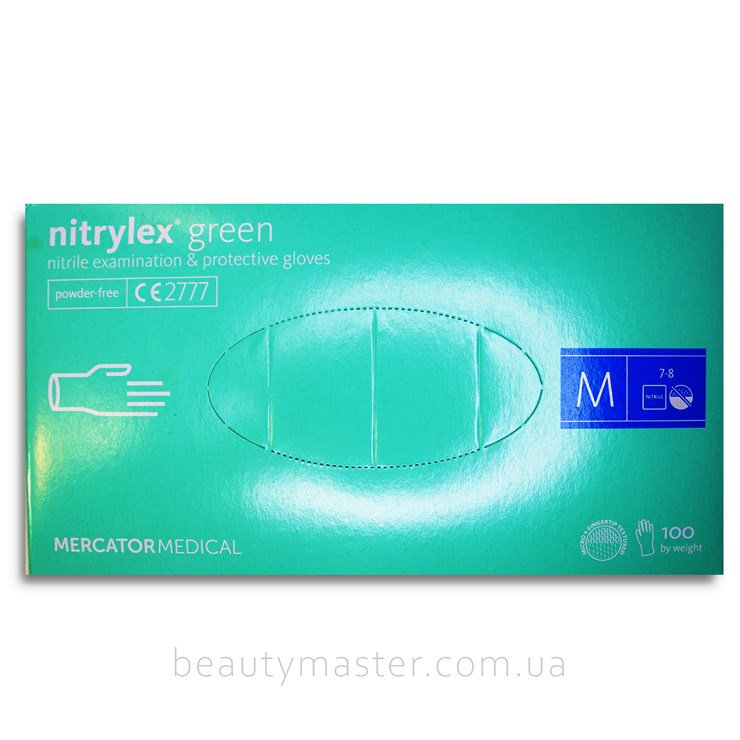 Nitrylex Перчатки Green нитриловые, мята, р.M, пачка 100шт