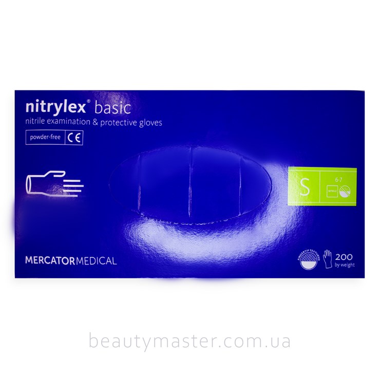 Nitrylex Перчатки Basic нитриловые, синие, р.S, пачка, 200шт 100 пар