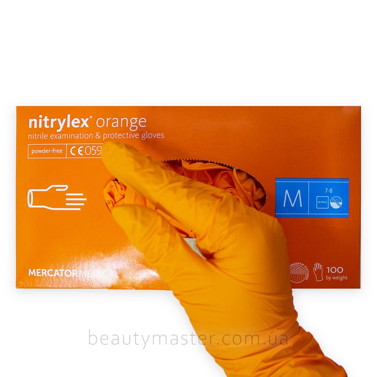 Nitrylex Gloves Orange nitrile, orange, size M, pair