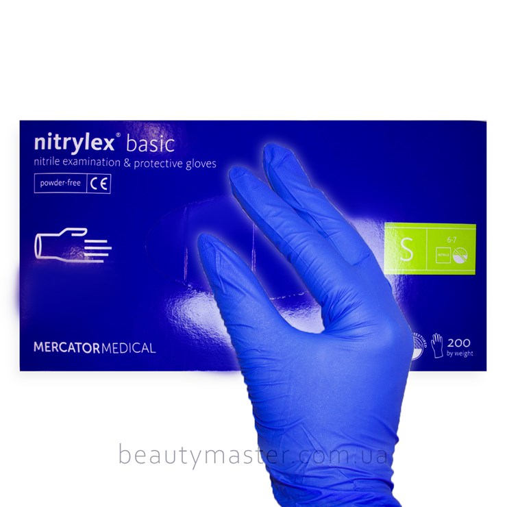 Nitrylex Basic nitrile gloves, t. blue, size S, pair