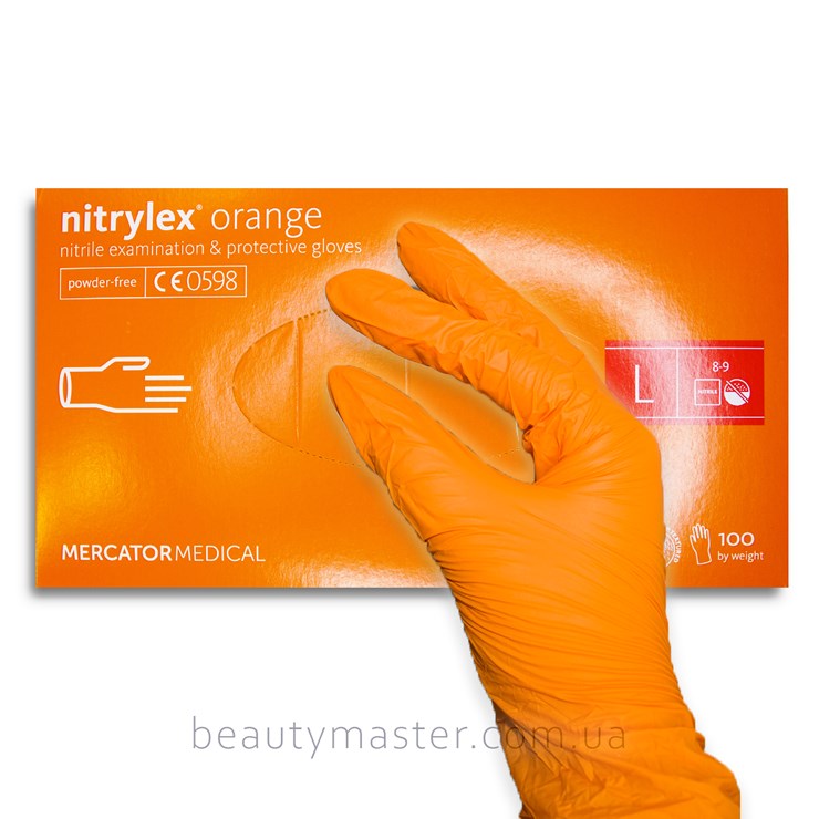 Nitrylex Gloves Orange nitrile orange size L, pair