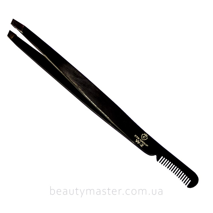 CTR W2 classic beveled tweezers black with comb