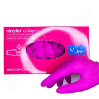 Перчатки Collagen nitrylex нитриловые, розовые, р.М, пара
