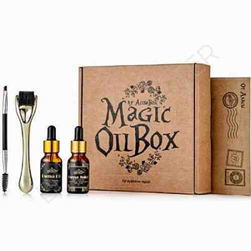 USMA OIL Magic Oil Box для востановления роста волос бровей и ресниц (масло усьмы 15 мл, сок усьмы 15мл, мезороллер, кисть)