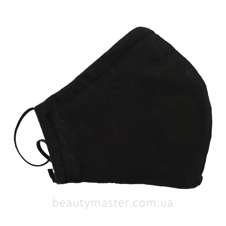 Mask MILA Black 2-layer with a clip on the nose and a pocket, 100% cotton