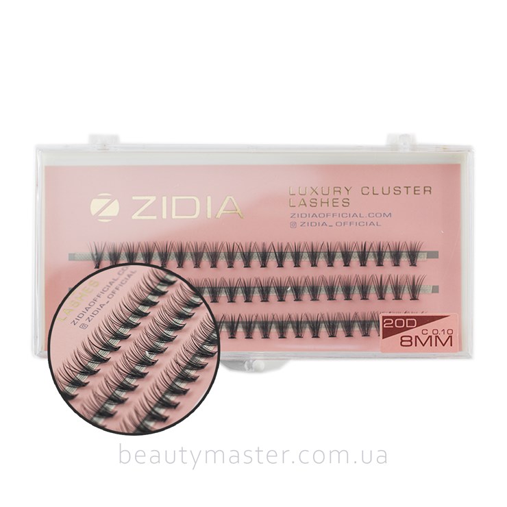 ZIDIA Cluster lashes 20D C curl; 0.10 (3 rows, length 8 mm)