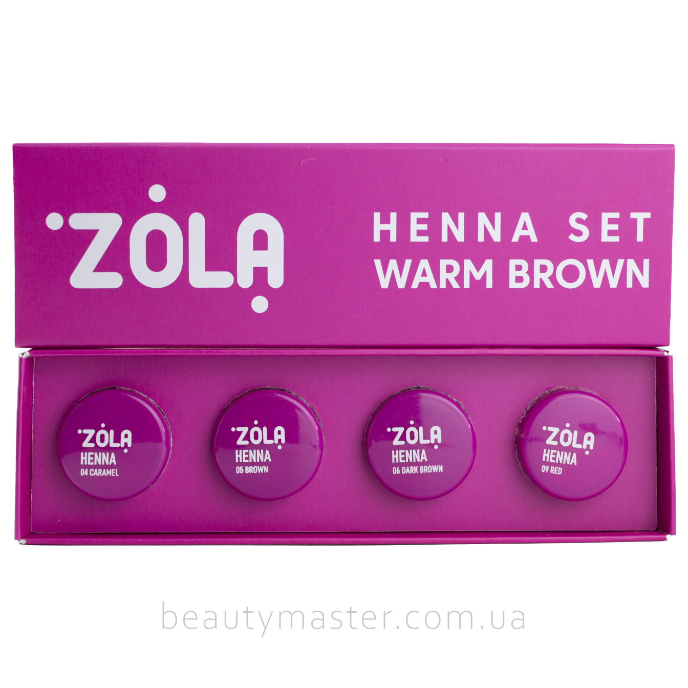 ZOLA Набір Хни 4 відтінки по 2.5 гр HENNA SET- WARM BROWN (04 Caramel, 05 Brown, 06 Dark brown, 09 Red)