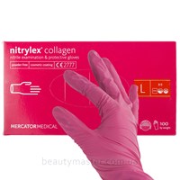 Рукавички nitrylex Collagen нітрилові, рожеві, р.L, пара
