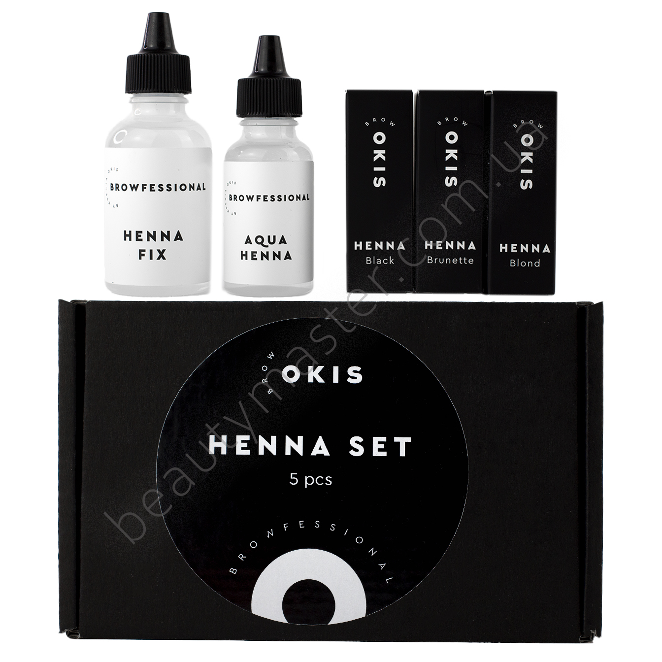 OKIS BROW Набор Henna set (3 оттенка хны, вода, фиксатор)
