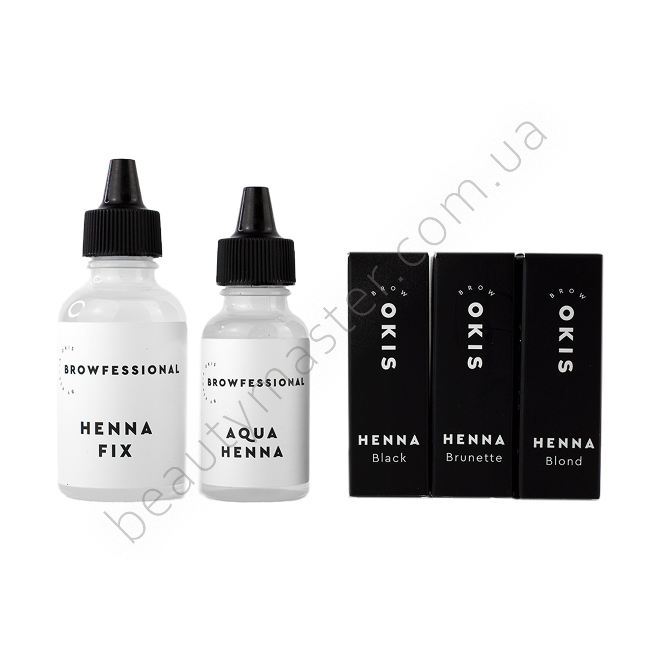 Set de henna OKIS BROW (3 tonos de henna, agua, fijador)