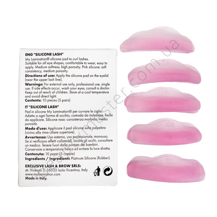 My lamination rollers set 5 pairs (S, M, XM, L, XL) pink