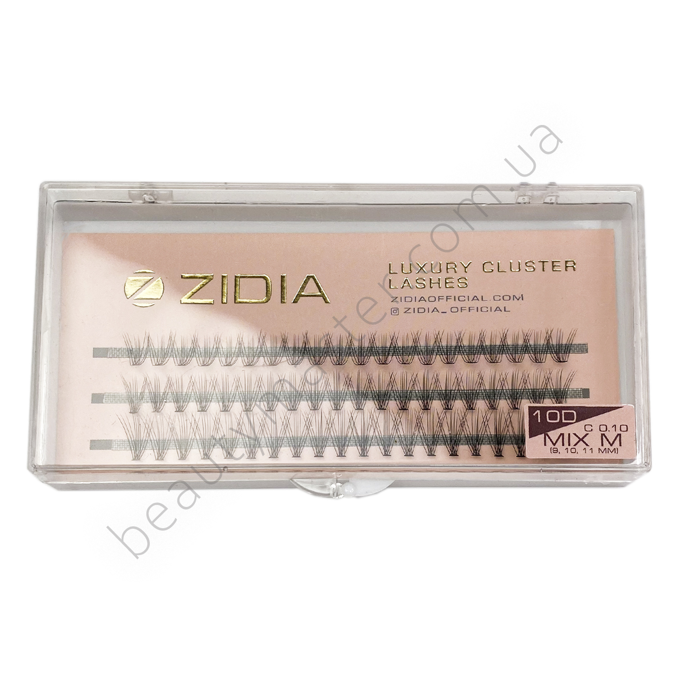 Zidia Ресницы пучки Cluster lashes 10D изгиб C; 0.10 Mix M (3 ленты, размер 8, 9, 10 mm)