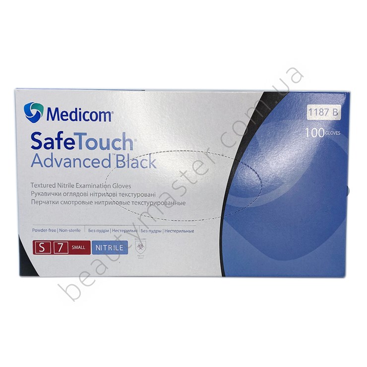 Medicom Gloves nitrile thick 5.0g; black, size S, pack 100 pcs