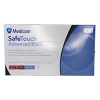 Рукавички Medicom нітрил щільні 5,0 г; чорні, р.S, пачка 100шт